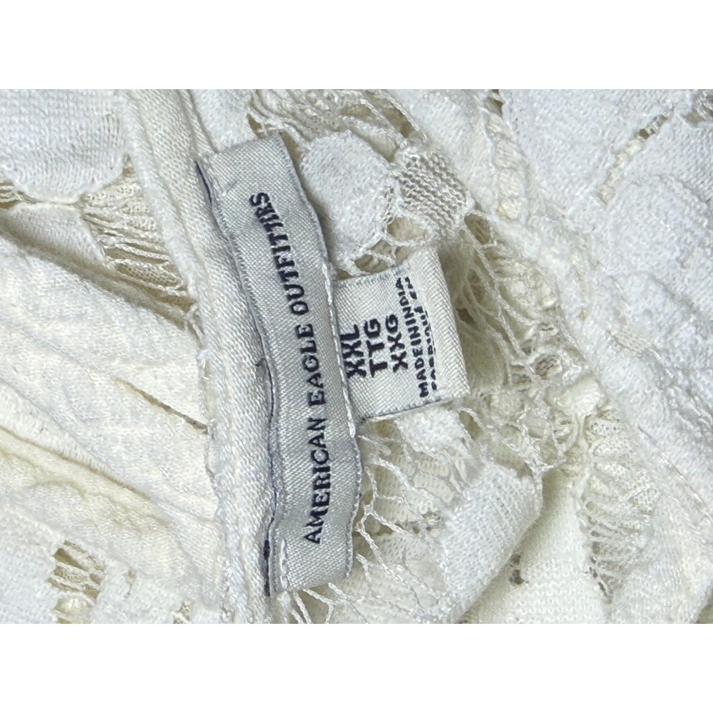 American Eagle Outfitters Ivory Lace Boho Babydoll Tunic Top XXL - Picture 7 of 8
